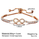 Rose Silver CZ Chain Bracelet for Women Girls