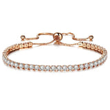 Rose Silver CZ Chain Bracelet for Women Girls
