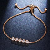Rose Silver CZ Chain Bracelet for Women Girls
