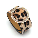 Punk Leopard Leather Bracelets for Women Multilayer Wide Wrap Bracelet