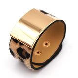 Punk Leopard Leather Bracelets for Women Multilayer Wide Wrap Bracelet