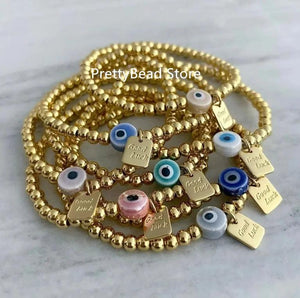Boho Evil Eye Copper Beaded Rope Bracelet For Girls Gift