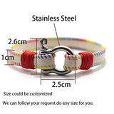 Men's Red Wax Rope Leather Bracelet Stainless Steel Bracelet