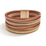 Boho Women Rivet Leather Bracelets Multi-layer Wrap Bangles