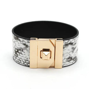 Snake Leopard Grain Wide Leather Bracelet Club Joker Women