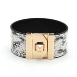 Snake Leopard Grain Wide Leather Bracelet Club Joker Women
