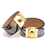 Snake Leopard Grain Wide Leather Bracelet Club Joker Women