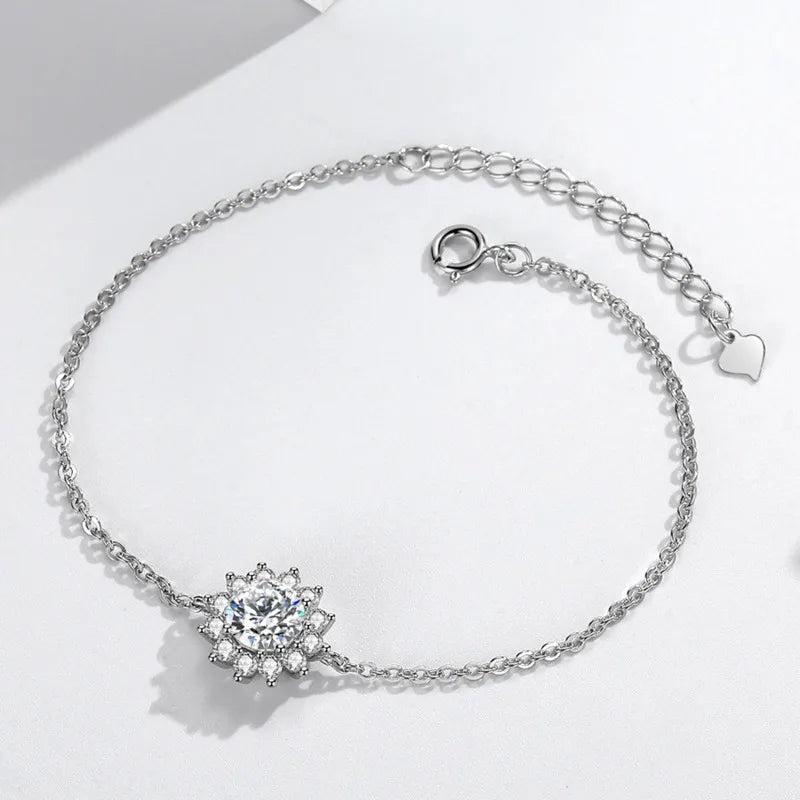 City Girls Silver Bracelet 1 Diamond Sunflower Chain Bracelet Rose Gift