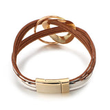 Leather Cuff Bracelet Circle Wrap Magnetic Clasp Boho Jewelry Women