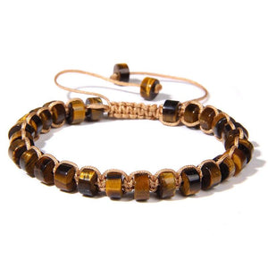 Multicolor Stone Braided Bracelet 3*6mm Sea Sediments Beads Adjustable Bracelet