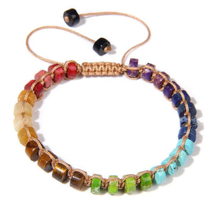 Multicolor Stone Braided Bracelet 3*6mm Sea Sediments Beads Adjustable Bracelet