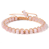 Multicolor Stone Braided Bracelet 3*6mm Sea Sediments Beads Adjustable Bracelet