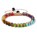 Multicolor Stone Braided Bracelet 3*6mm Sea Sediments Beads Adjustable Bracelet