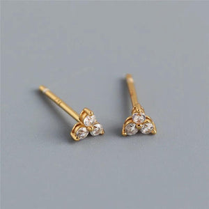 925 Silver Zircon Flower Stud Earrings for Women