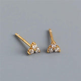925 Silver Zircon Flower Stud Earrings for Women