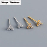 925 Silver Zircon Flower Stud Earrings for Women