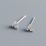 925 Silver Zircon Flower Stud Earrings for Women