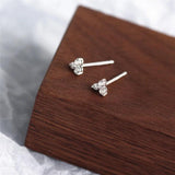925 Silver Zircon Flower Stud Earrings for Women