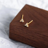925 Silver Zircon Flower Stud Earrings for Women