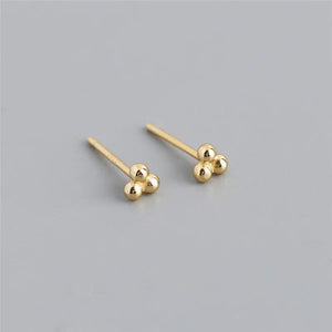 925 Silver Small Round Beads Stud Earrings for Women