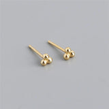 925 Silver Small Round Beads Stud Earrings for Women