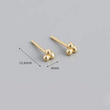 925 Silver Small Round Beads Stud Earrings for Women