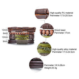 Men 4Pcs/ Set Leather Bracelets Her King Life Tree Charms Wristbands