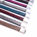 RoyalBeier Leather Crystal Wide Bracelet Bangle Metal Buckle Rhinestone Jewelry