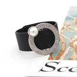 European Punk Pearl Crystal Cuff Bracelet for Women