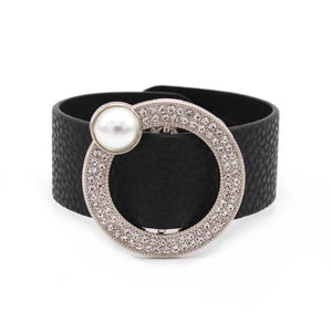 European Punk Pearl Crystal Cuff Bracelet for Women