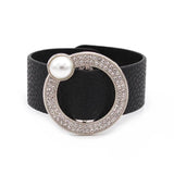 European Punk Pearl Crystal Cuff Bracelet for Women