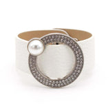 European Punk Pearl Crystal Cuff Bracelet for Women