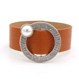 European Punk Pearl Crystal Cuff Bracelet for Women