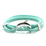 Silver Dolphin Rope Bracelet Adjustable Red Beach Bracelet