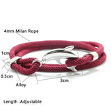 Silver Dolphin Rope Bracelet Adjustable Red Beach Bracelet