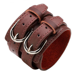 Double Belt Leather Wrist Friendship Bracelet for Men YWQR2300