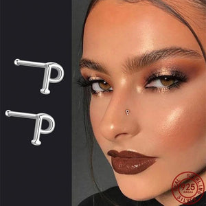 925 Silver Initials Nose Ring Alphabet Nose Stud