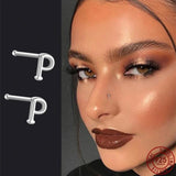 925 Silver Initials Nose Ring Alphabet Nose Stud