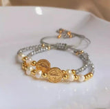 18k Plated Jesus Religious Mary Bracelet