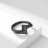 Black/Silver Lightning CZ Zircon Couple Ring Stainless Steel Wedding Gift