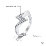Black/Silver Lightning CZ Zircon Couple Ring Stainless Steel Wedding Gift