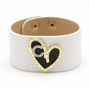 Punk Wide Heart PU Leather Bracelets for Women Cuff Bracelet
