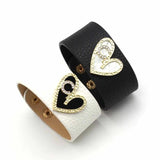 Punk Wide Heart PU Leather Bracelets for Women Cuff Bracelet