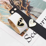 Punk Wide Heart PU Leather Bracelets for Women Cuff Bracelet