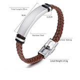 Men's Braided Leather Bracelet with Steel Clasp