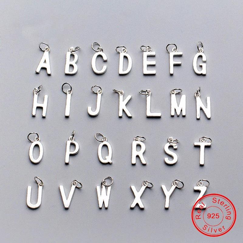 925 Silver 14-15mm A-Z Alphabet Charms DIY Jewelry Findings Letters