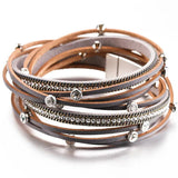 Bohemian Rhinestone Studs Bracelet with Magnetic Buckle