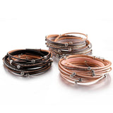 Bohemian Rhinestone Studs Bracelet with Magnetic Buckle