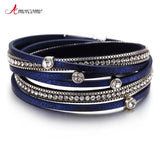 Bohemian Rhinestone Studs Bracelet with Magnetic Buckle