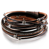 Bohemian Rhinestone Studs Bracelet with Magnetic Buckle